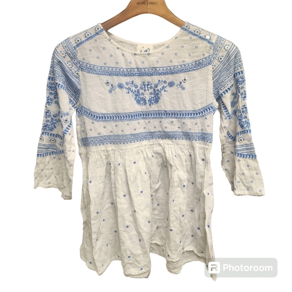 Anthropologie Mermaid Meadowbrook White Blouse Embroidered Top Sz XS - Picture 2 of 10